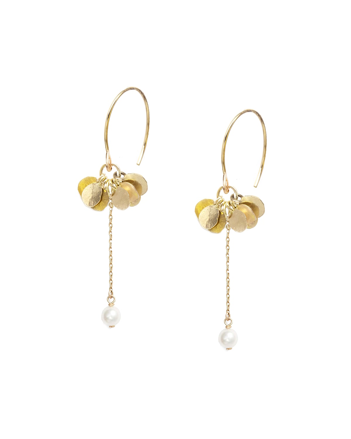 Poppy Finch 14k Gold Disc Freshwater Pearl Dangle Earrings
