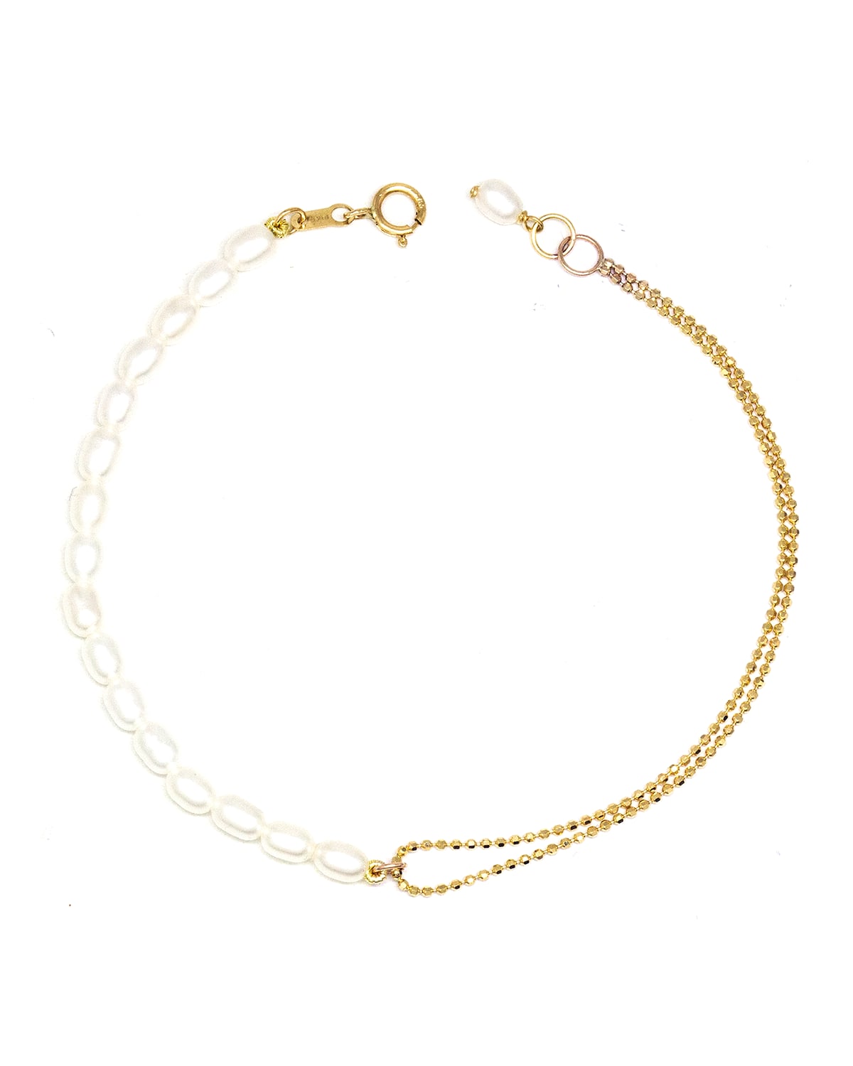 Poppy Finch 14k Gold Chain Keshi Pearl Bracelet
