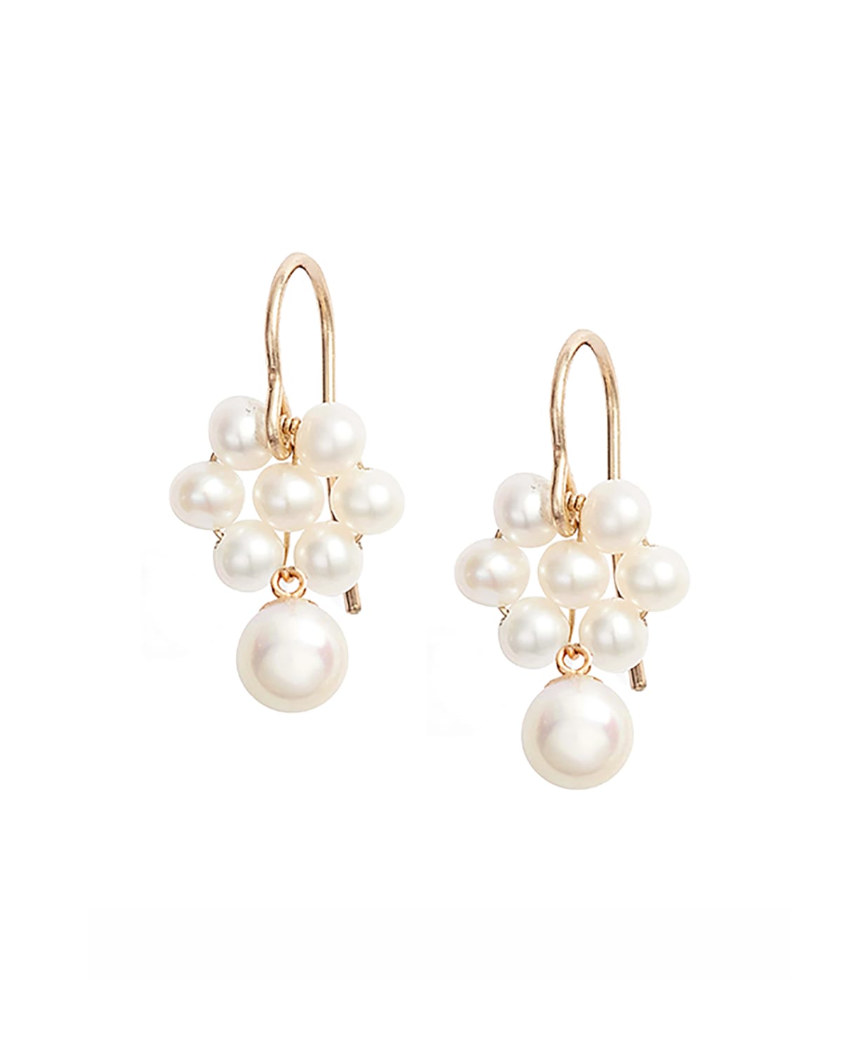 Poppy Finch 14k Gold Pearl Cluster Drop Earrings