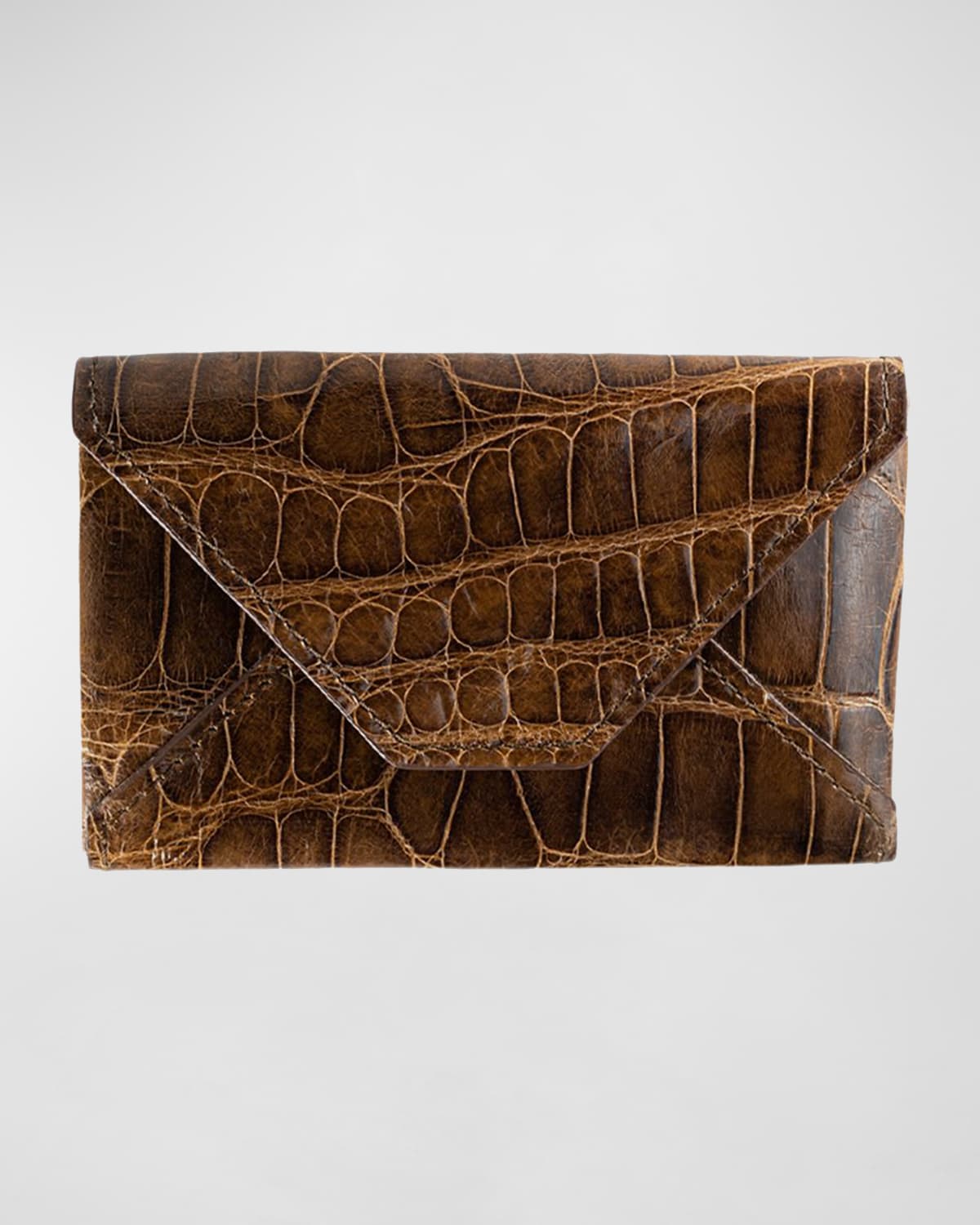 Shop Abas Men's Personalized Alligator Leather Card Case In Cognac