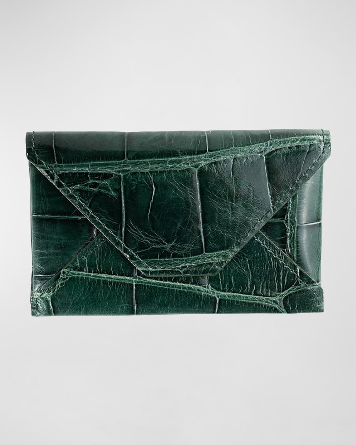 Shop Abas Men's Personalized Alligator Leather Card Case In Hunter Green