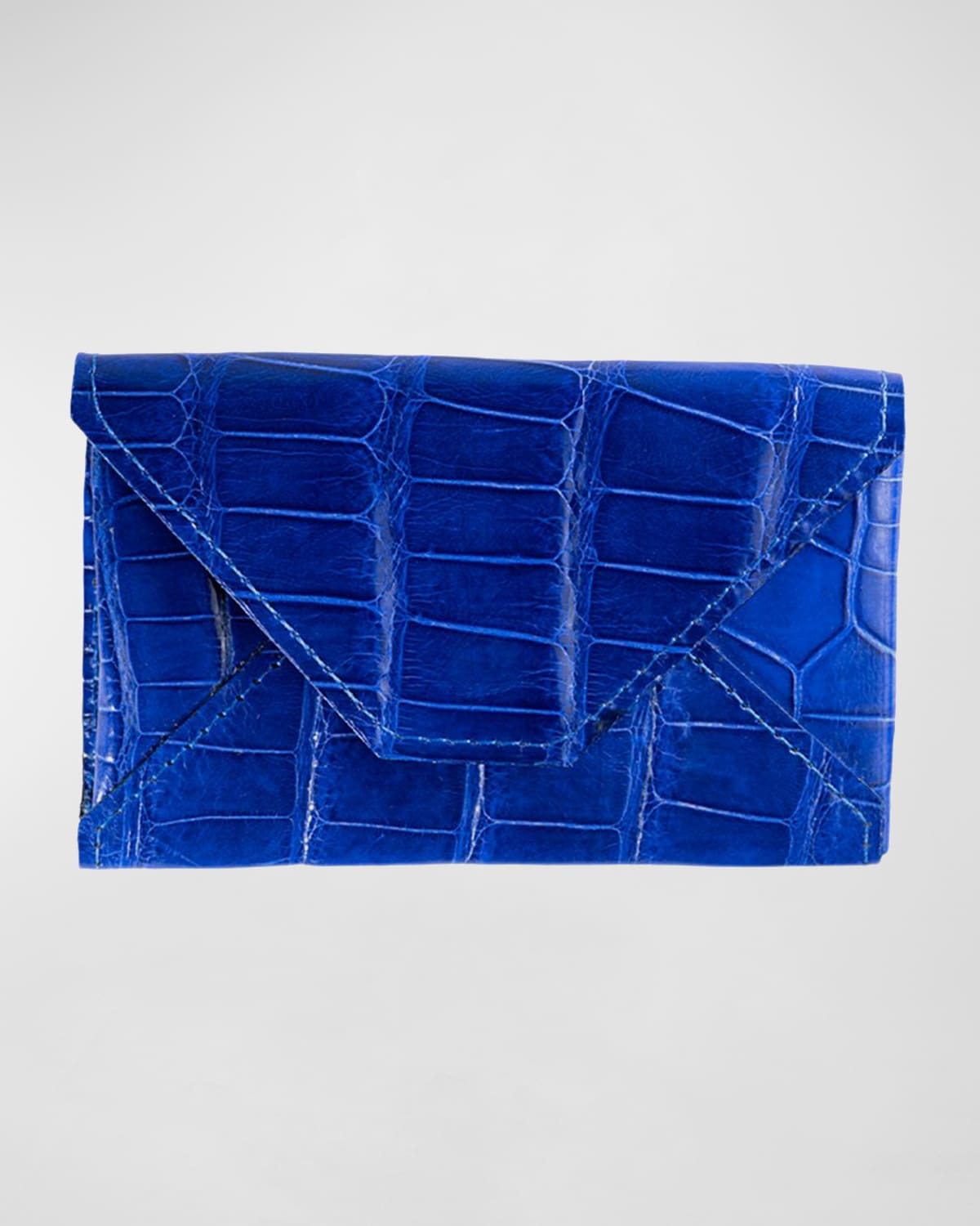 Shop Abas Men's Personalized Alligator Leather Card Case In Electric Blue