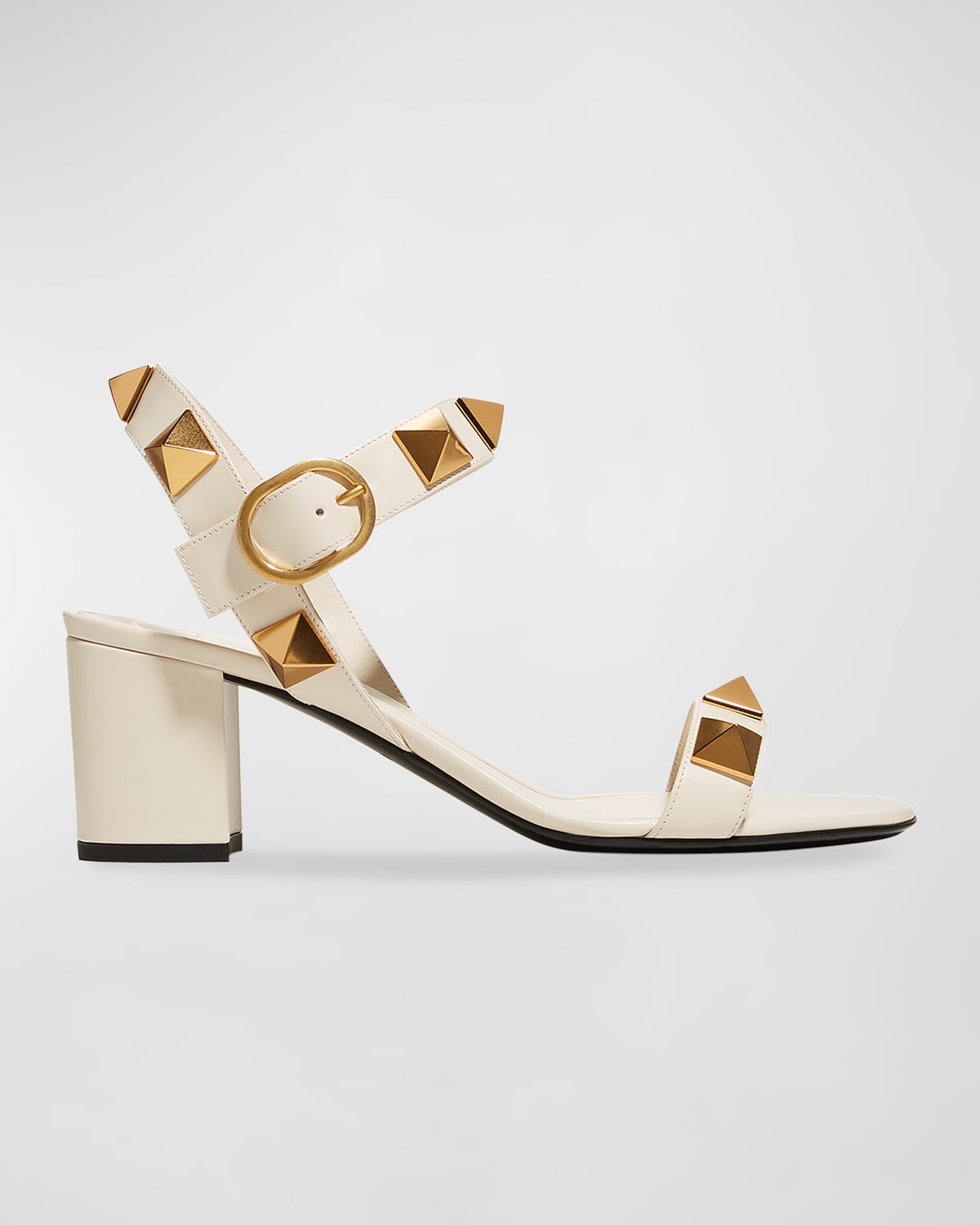 Valentino Garavani Roman Stud Ankle-strap Sandals In Avorio