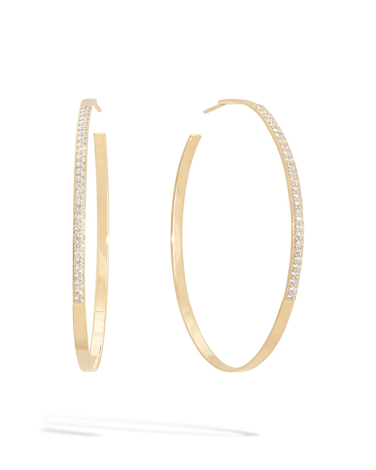 LANA JEWELRY Flawless 14k Gold Diamond-Trim Hoop Earrings - 55mm