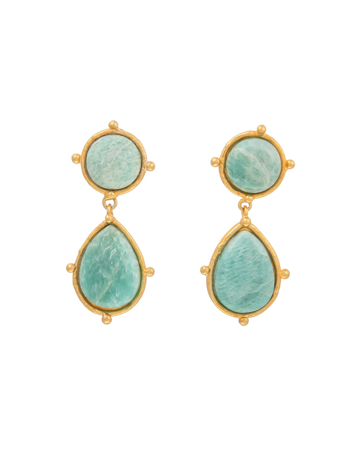 Sylvia Toledano 2 Pierres Dots With Amazonite Earrings In Labradorite