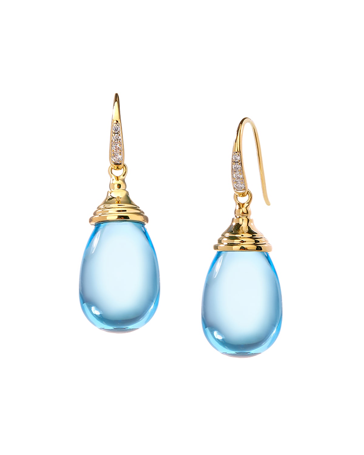 Syna 18k Blue Topaz Drop Earrings With Diamonds