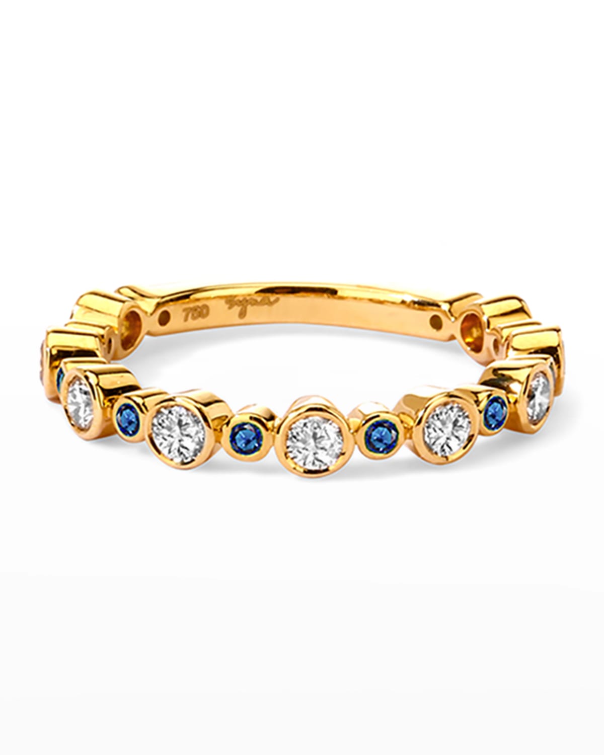 Syna 18k Stacking Band Ring With Champagne Diamonds In Blue