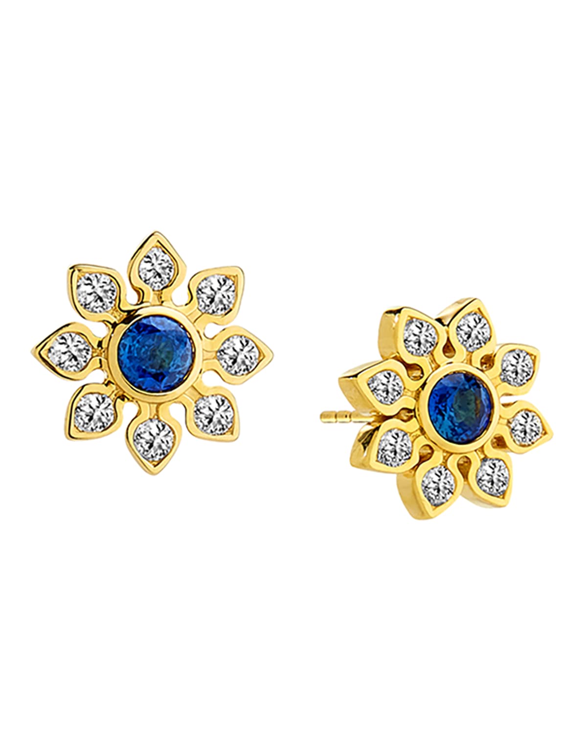 Syna Mogul 18k Sapphire And Diamond Flower Earrings