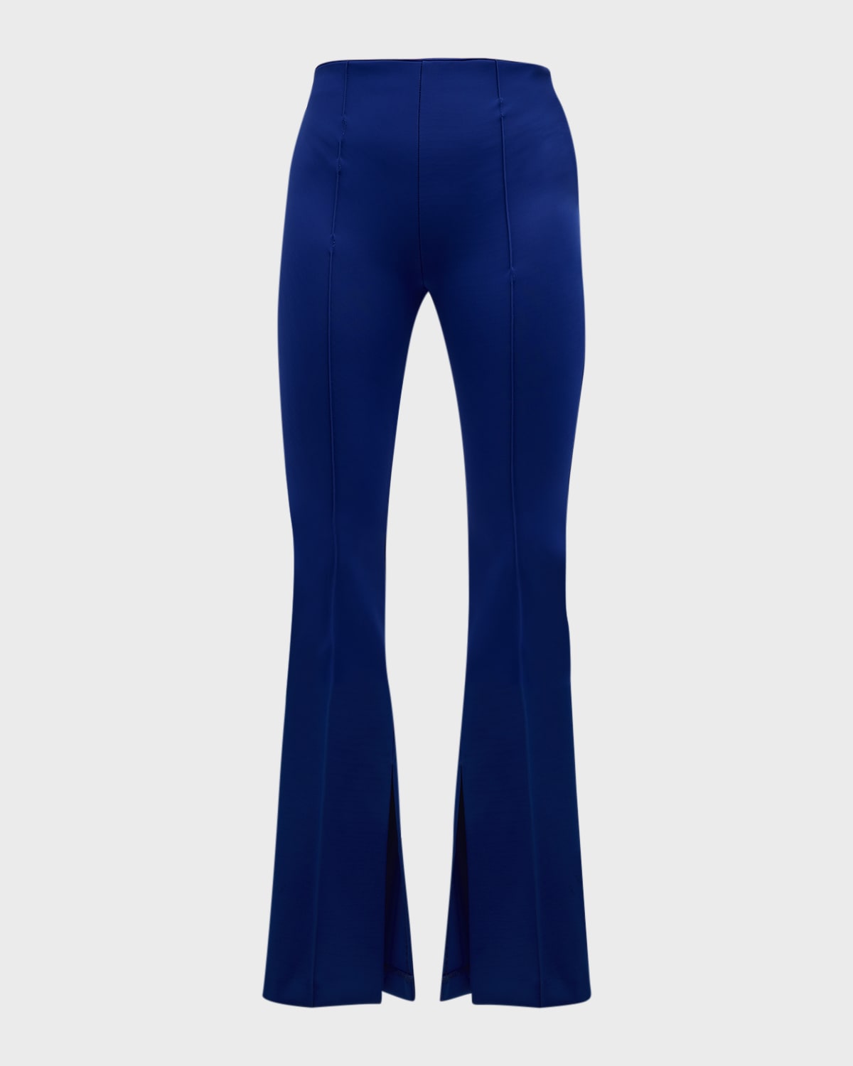 Adam Lippes Neoprene Slit-cuff Flare Pants In Cobalt