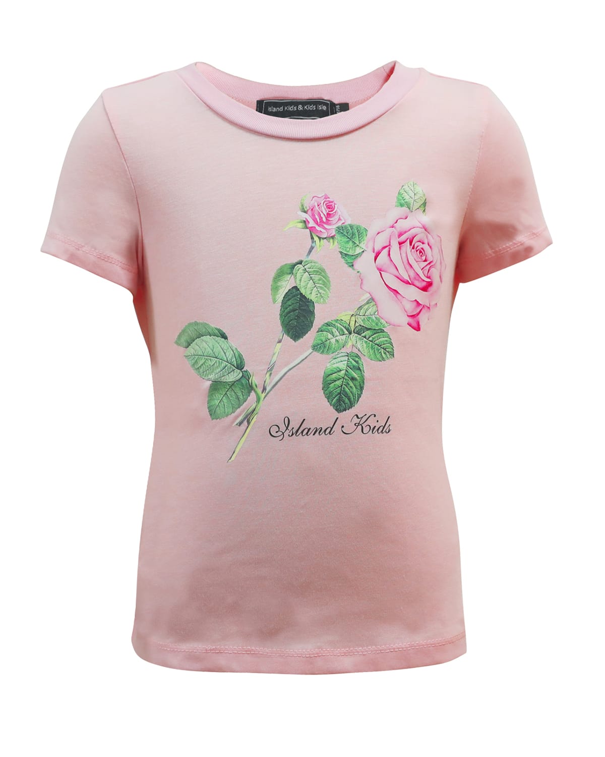 Island & Isle Kids' Girl's Rose Logo Script Graphic T-shirt In Pink