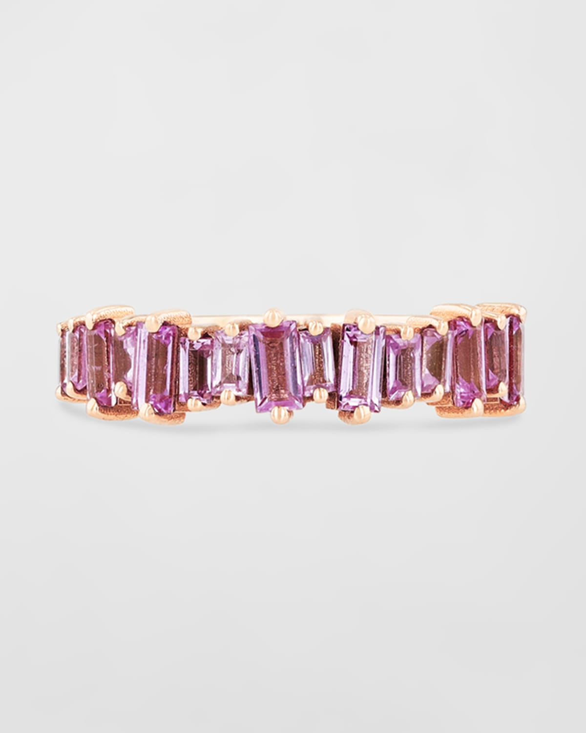 Suzanne Kalan Pink Sapphire Baguette Half-band Ring In Rose/gold