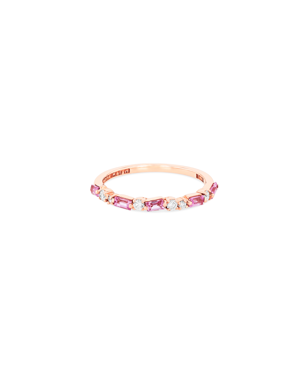 Suzanne Kalan 18k Pink Sapphire Thin Mix Half-band Ring In Rose/gold