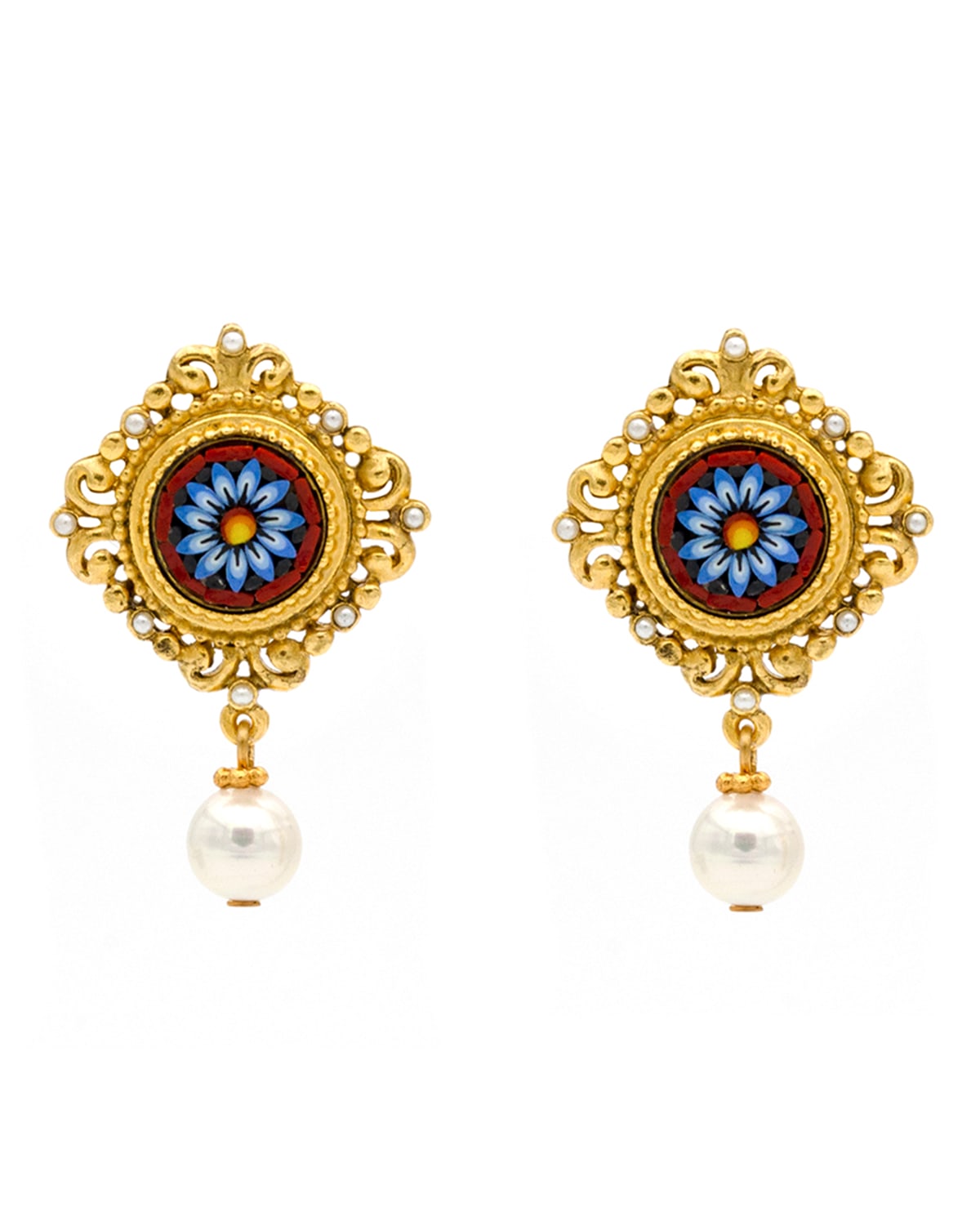 24k Gold-Plated Pearl Clip Drop Earrings