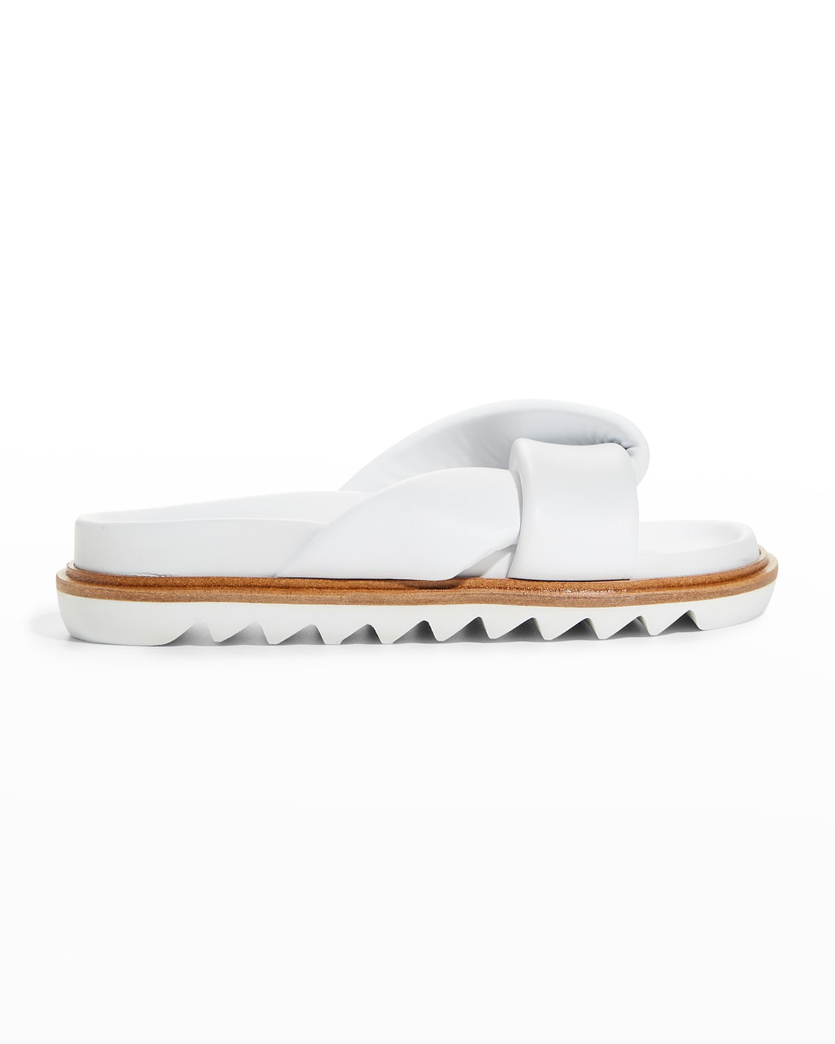 Studio Amelia Padded Leather Flat Sporty Sandals In White
