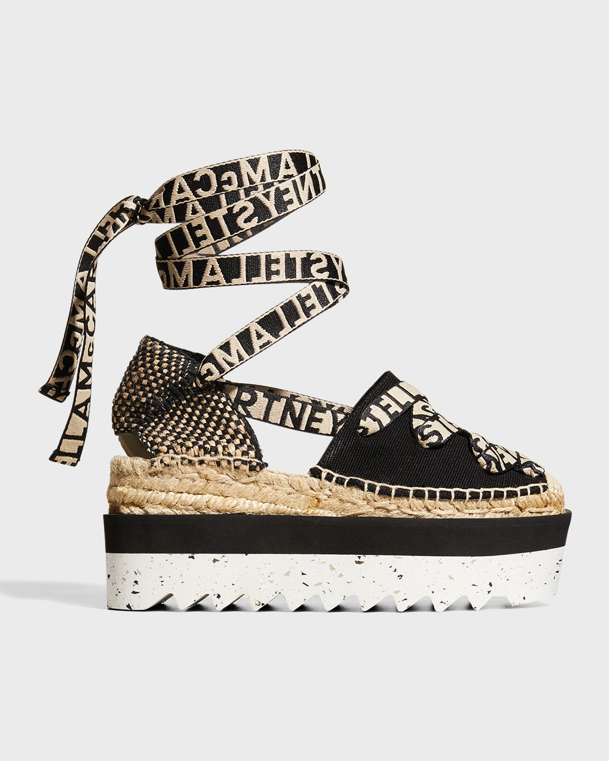 Stella Mccartney Gaia Organic Canvas Espadrille Sandals In Black