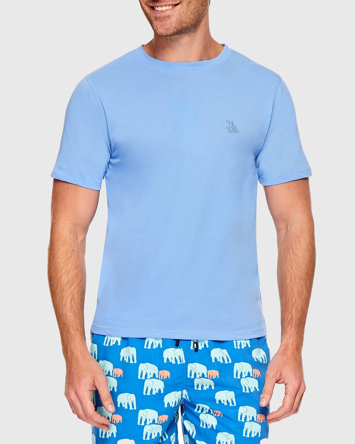 Tom & Teddy Men's Octopus Pima Cotton T-shirt In Chambray Blue