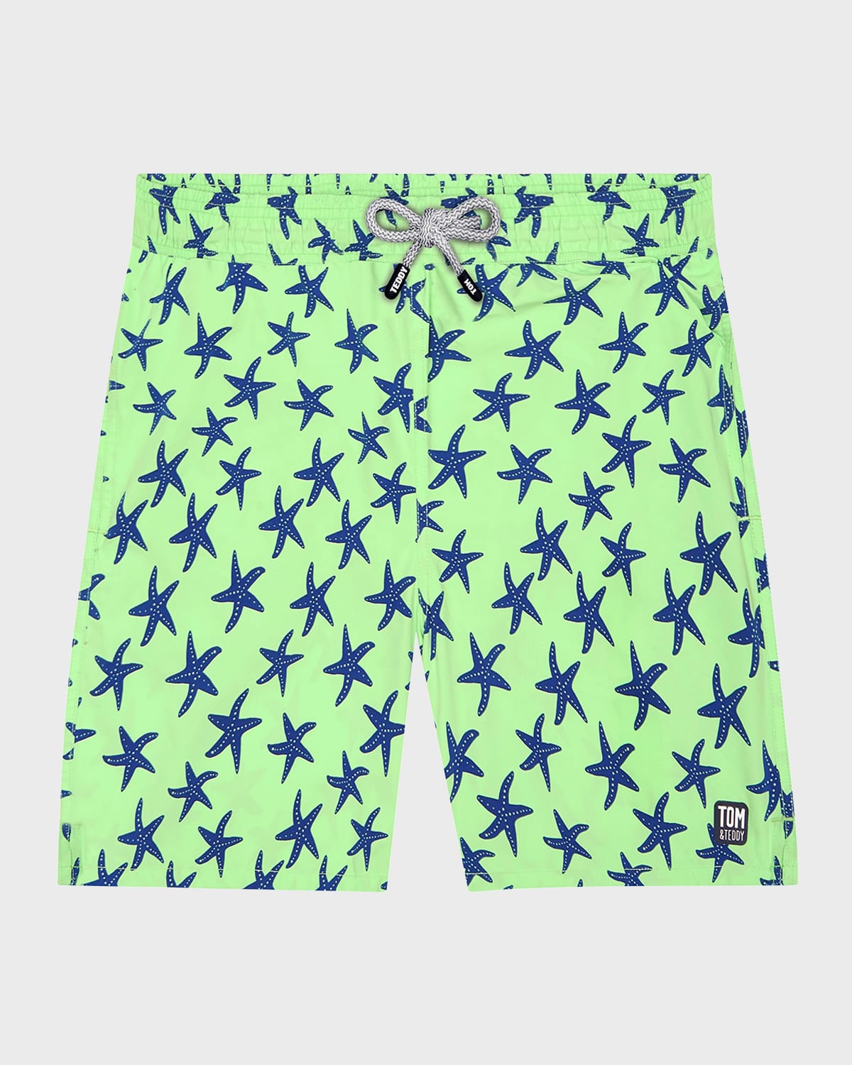 Tom & Teddy Men's Starfish-print Swim Trunks In Fresh Green Blue