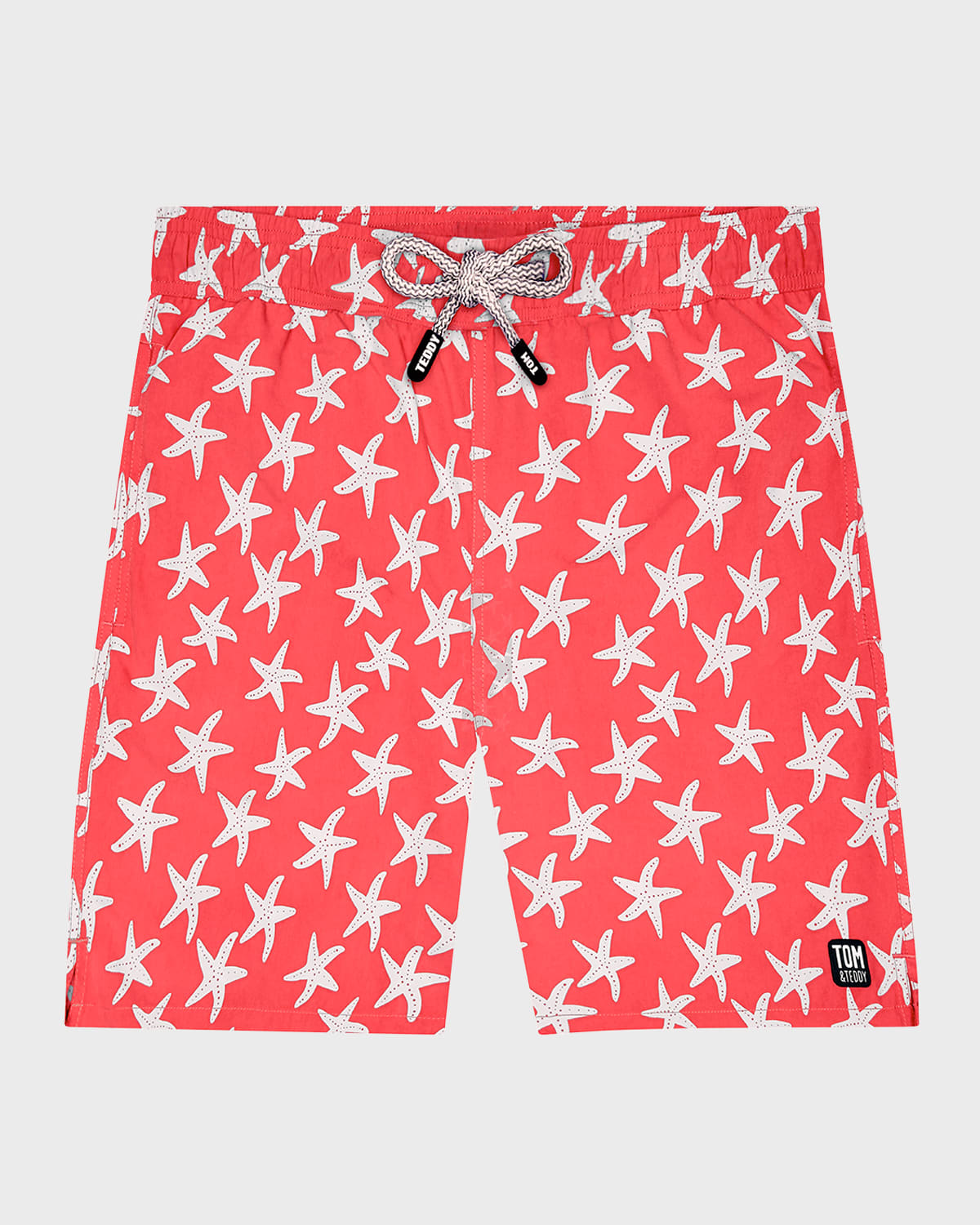 Tom & Teddy Men's Starfish-print Swim Trunks In Rose Blue