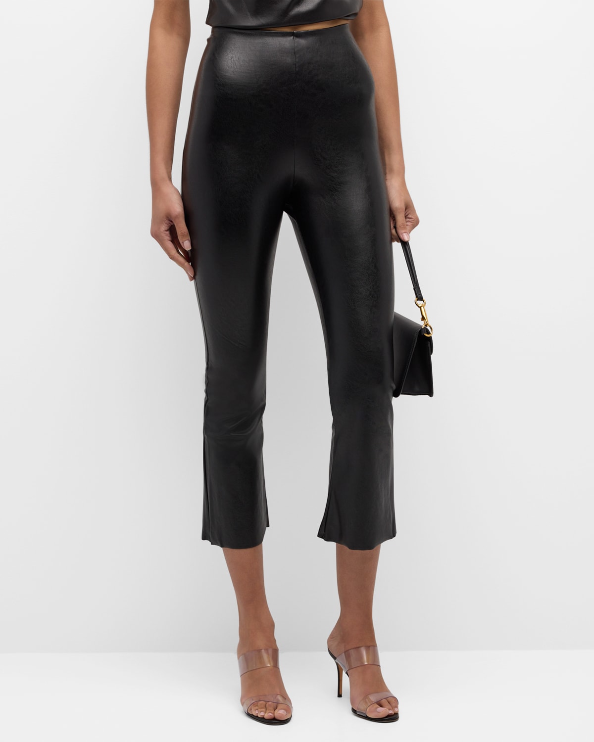 Shop Commando Faux Leather Cropped Flare Pants In Black
