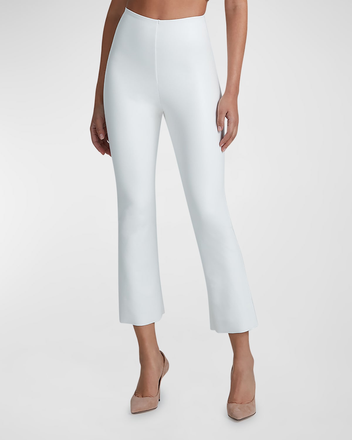 Commando Faux Leather Crop Flare Leggings In White