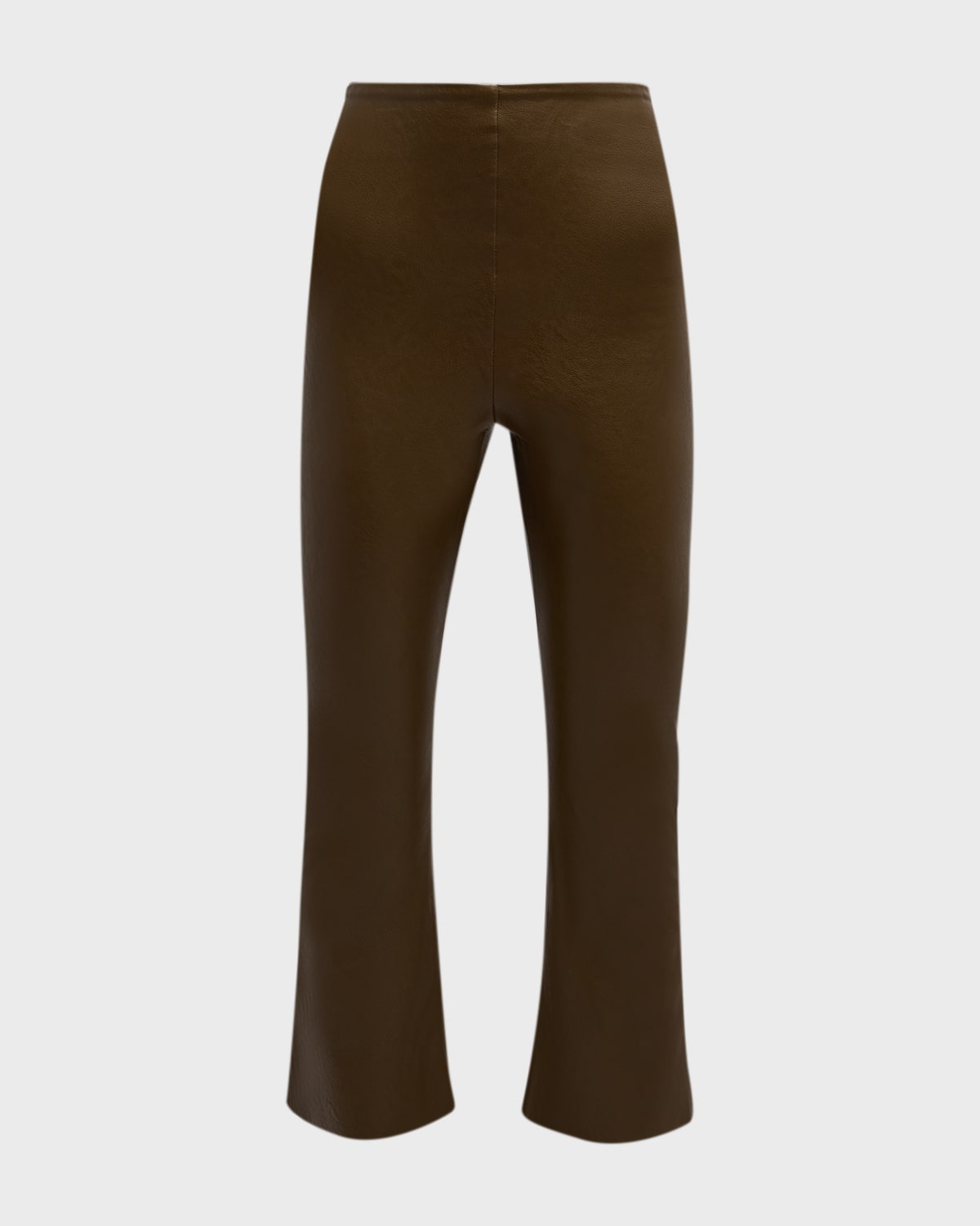 Commando Faux Leather Cropped Flare Trousers In Cadet