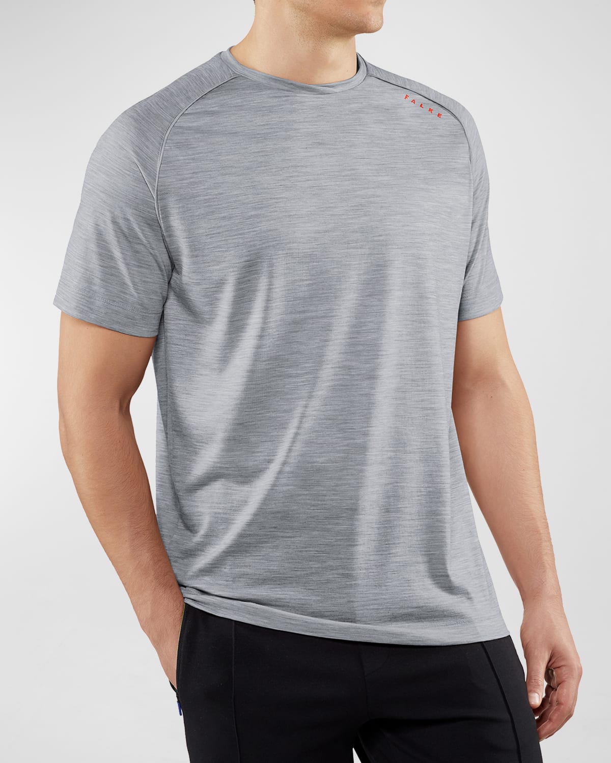 Falke Men's Logo-print Wool Jersey T-shirt In Grey Heather