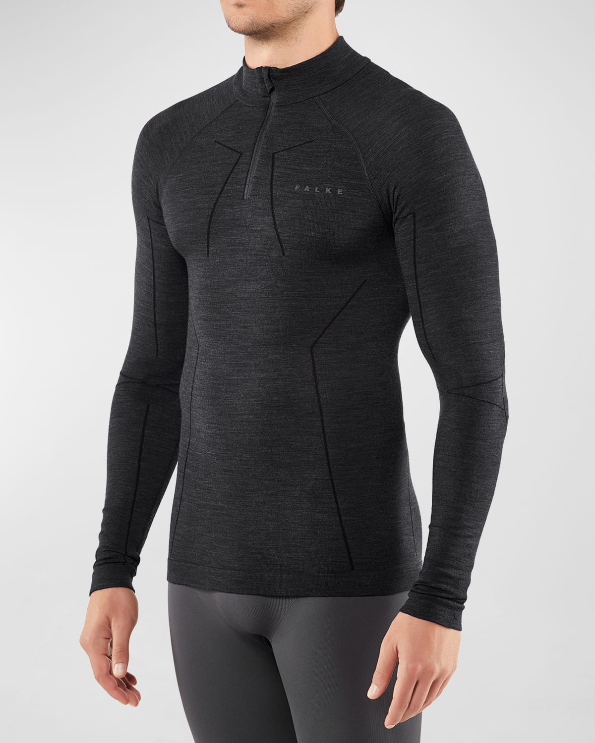 Falke Men's Wool Tech Long-sleeve Shirt In Black