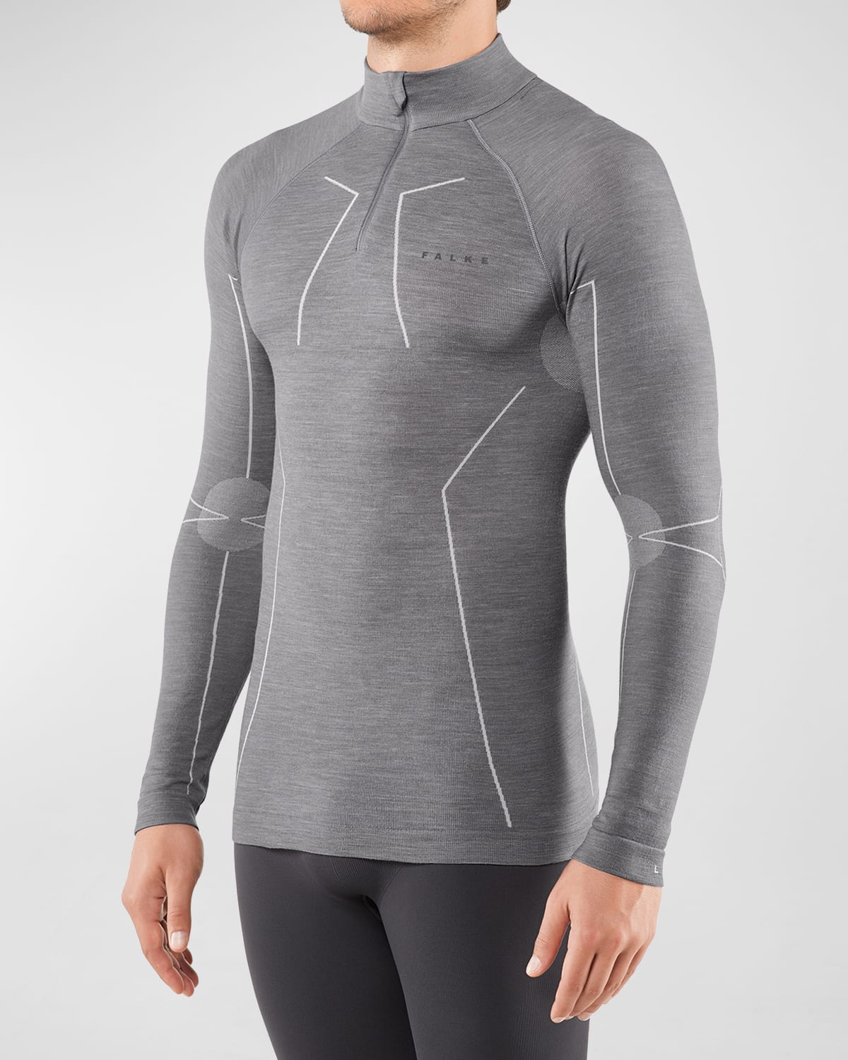 Falke Men's Wool Tech Long-sleeve Shirt In Grey Heather
