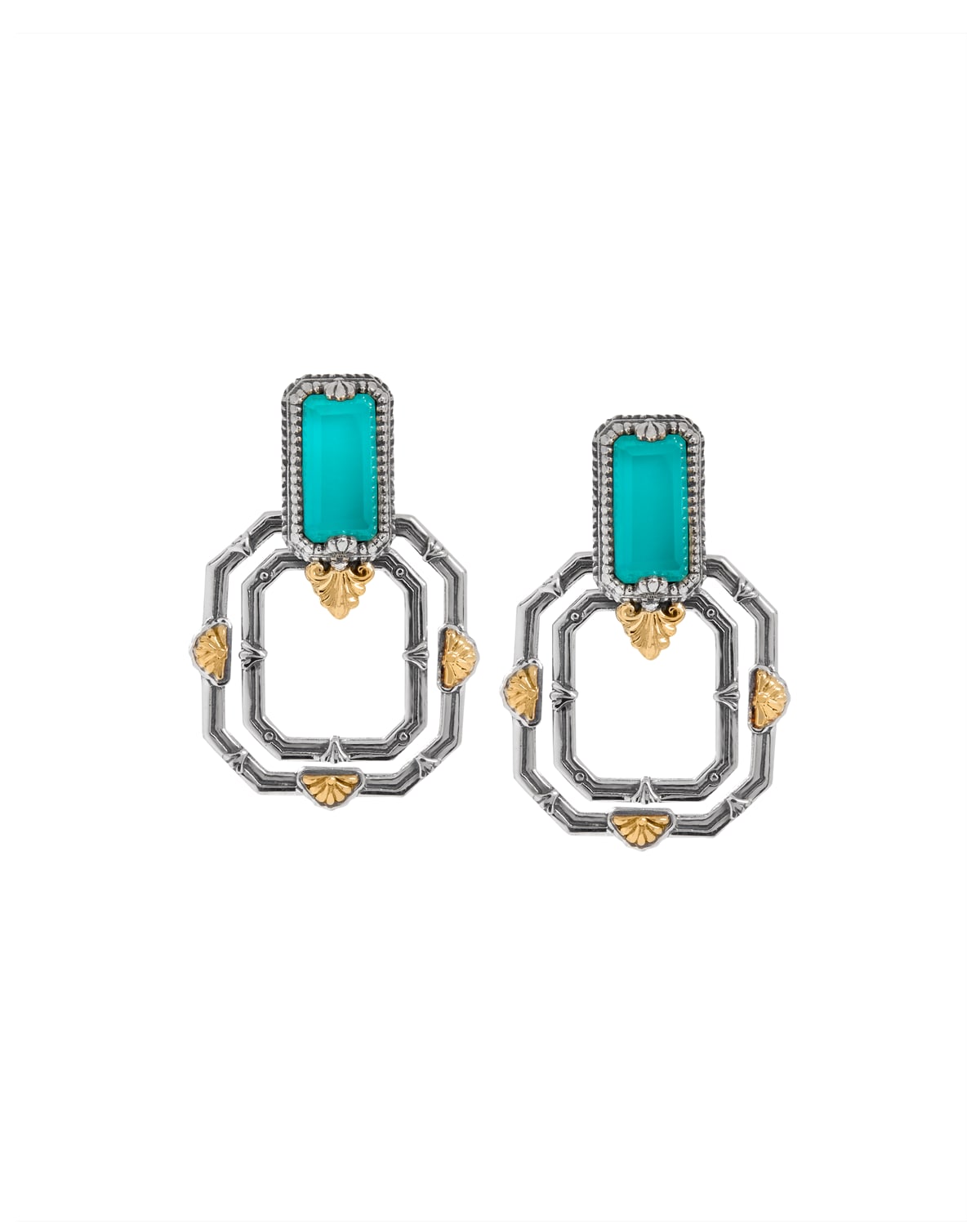 Konstantino Naiads Two-tone Chalcedony Doublet Compass Hoop Earrings