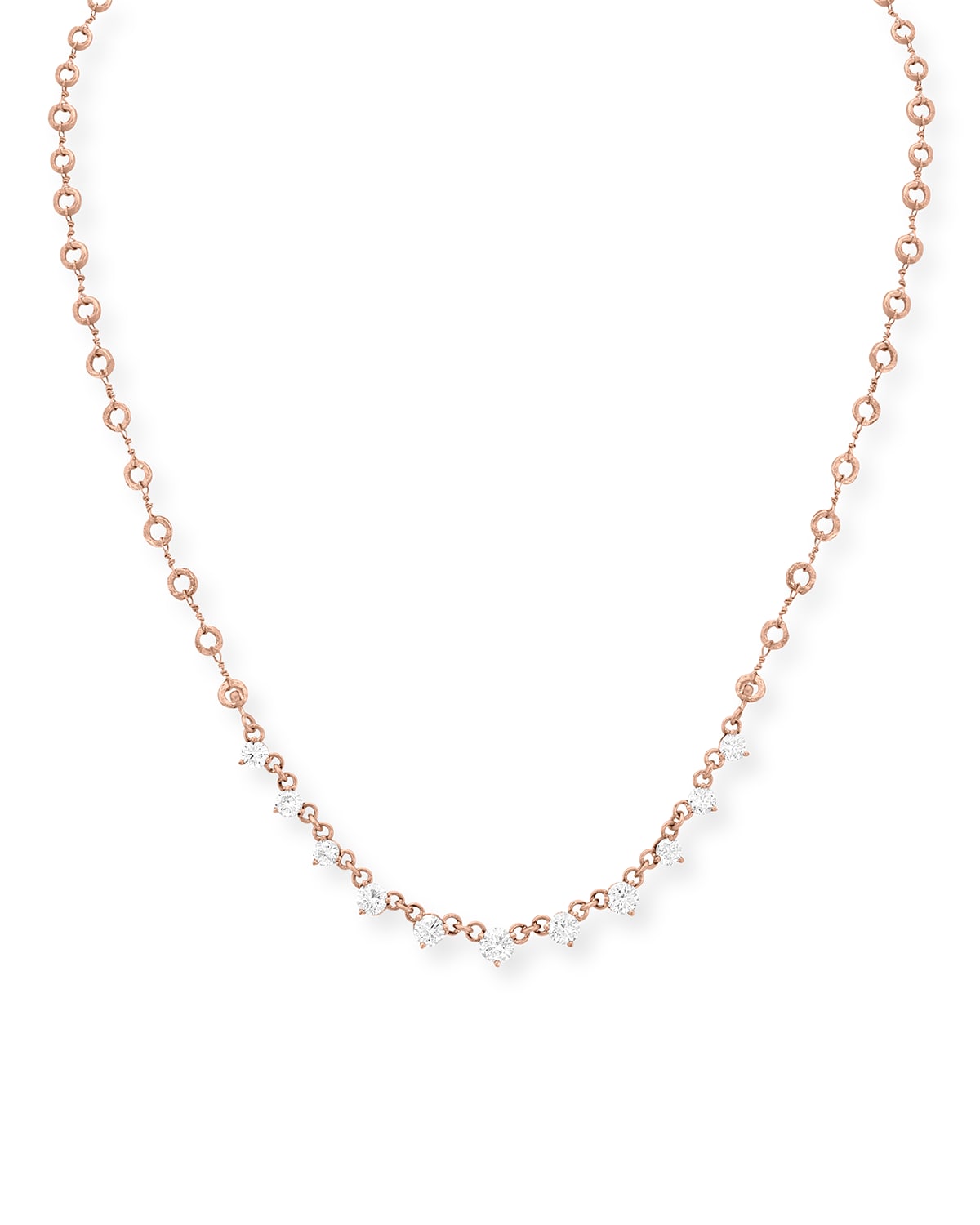 Dominique Cohen 18k Rose Gold Carved Link Necklace with Diamonds