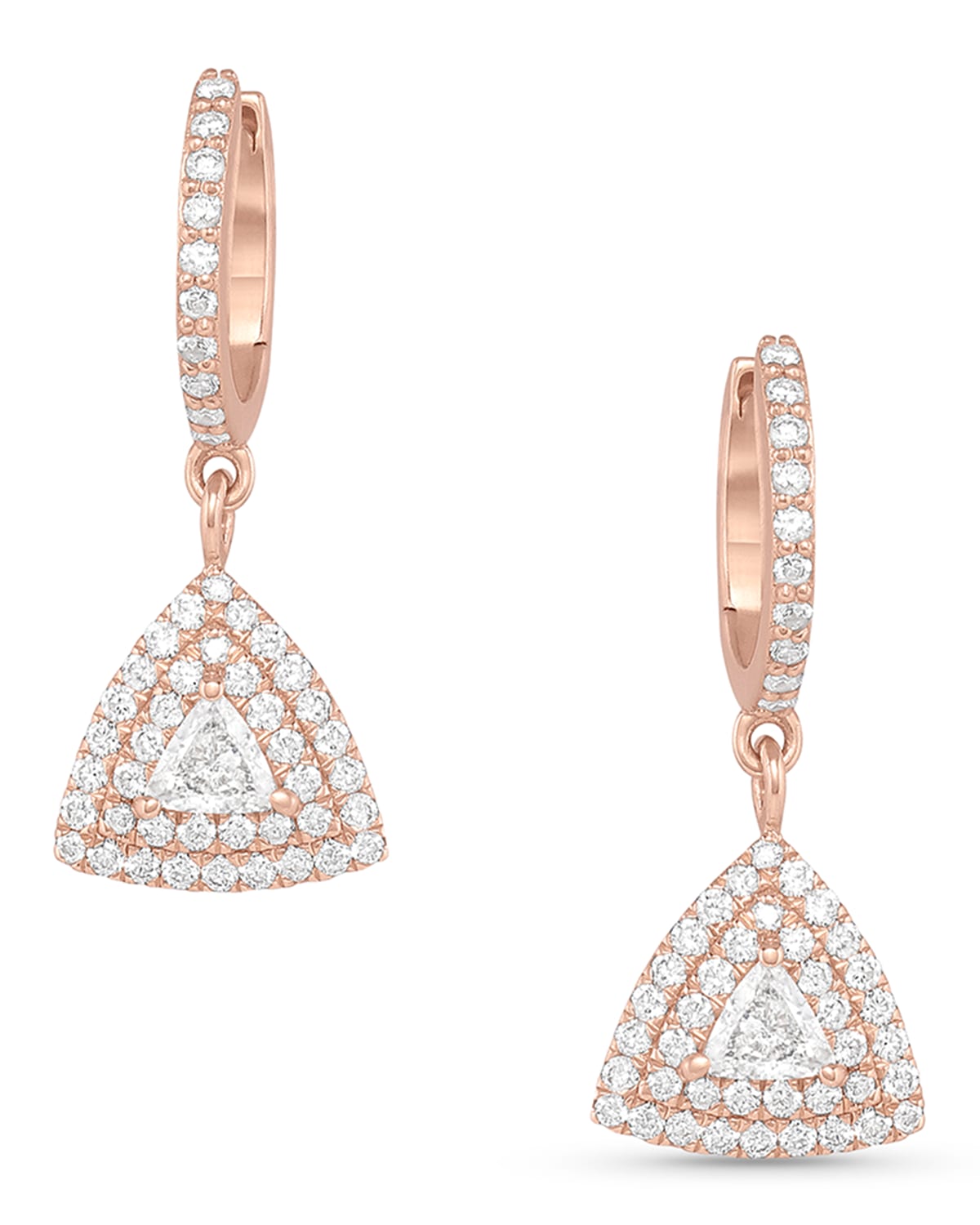 Dominique Cohen 18k Rose Gold Diamond Hoop and Drop Earrings