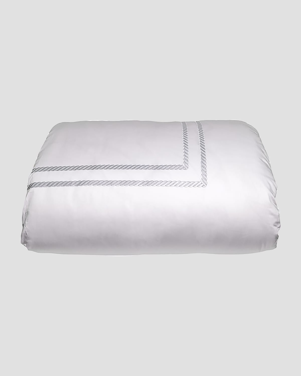 Bovi Fine Linens Simone King Duvet Cover, White/silver