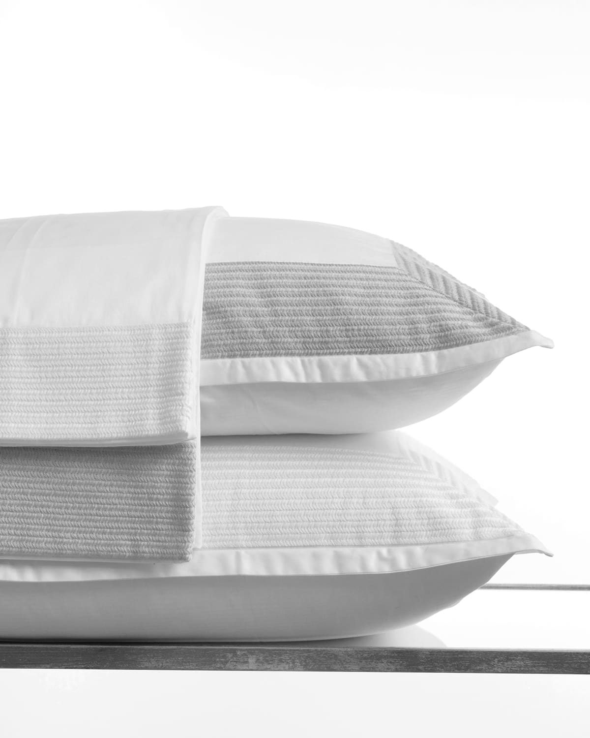 Bovi Fine Linens Herron King Pillowcase, Set Of 2 In White