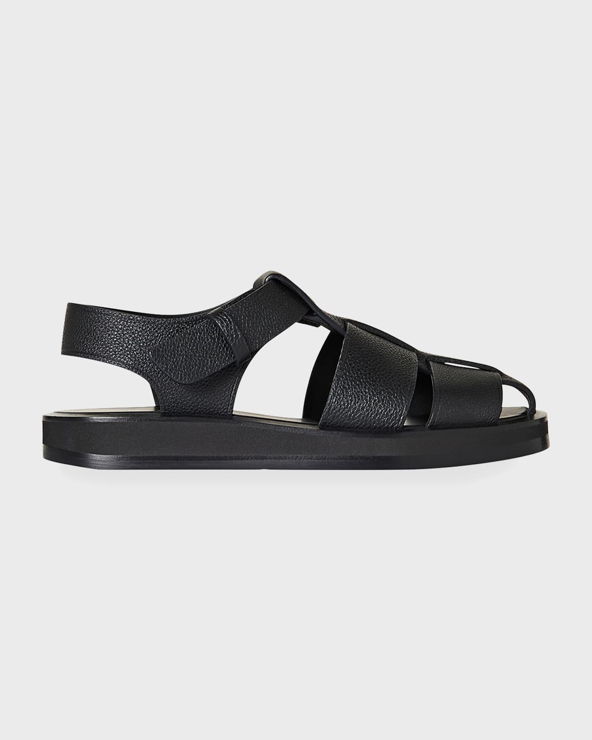 The Row Fisherman Woven Textured-leather Sandals In Black