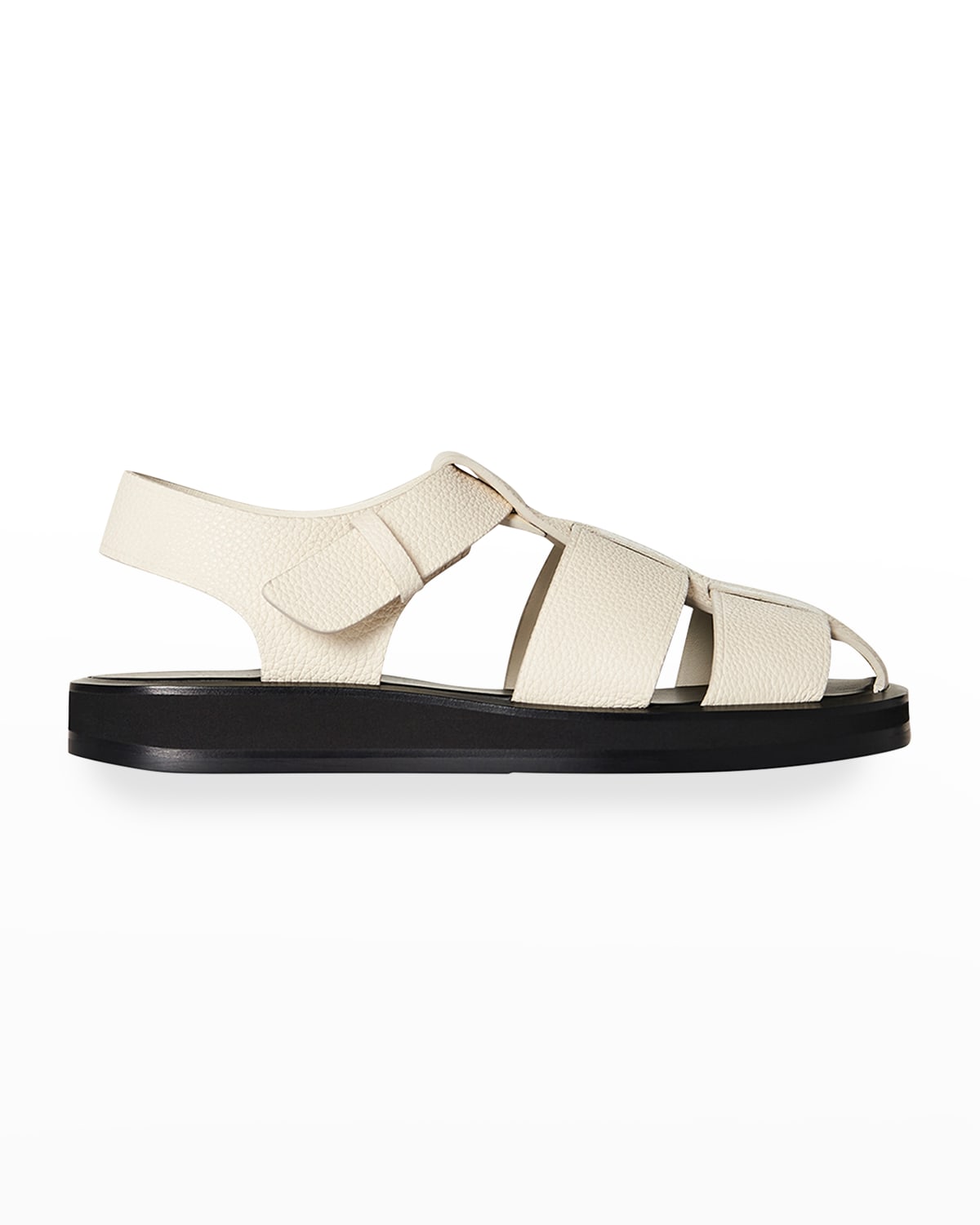 The Row Off-white Leather Fisherman Flat Sandals | ModeSens