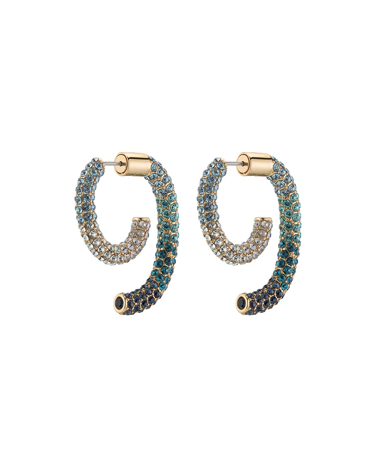 DEMARSON Convertible Allover Pave Luna Earrings, Blue Ombre