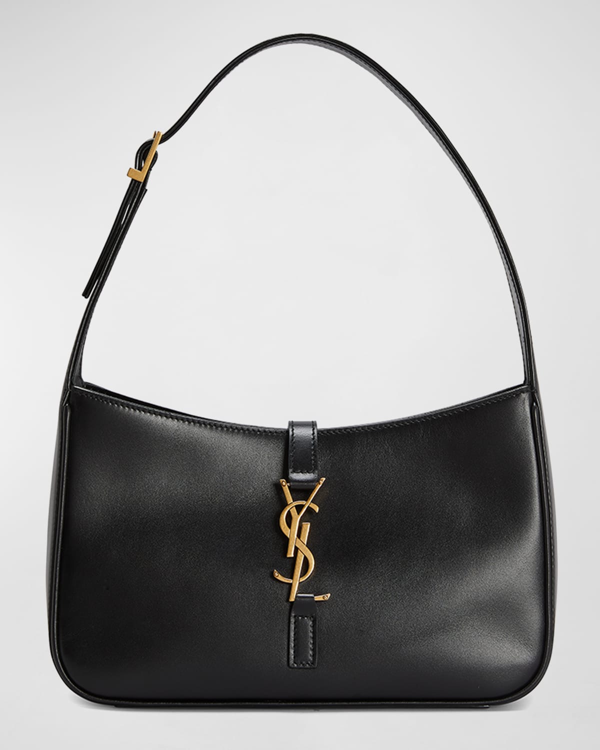 Saint Laurent Ysl Soft Leather Hobo Shoulder Bag In Black