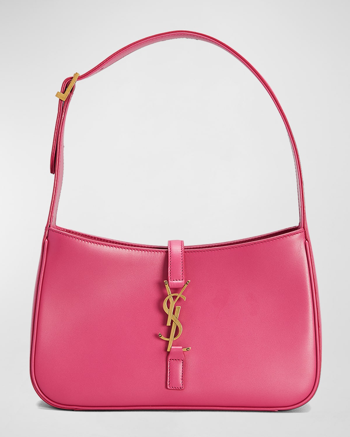 Saint Laurent Ysl Soft Leather Hobo Shoulder Bag In Bubblegum