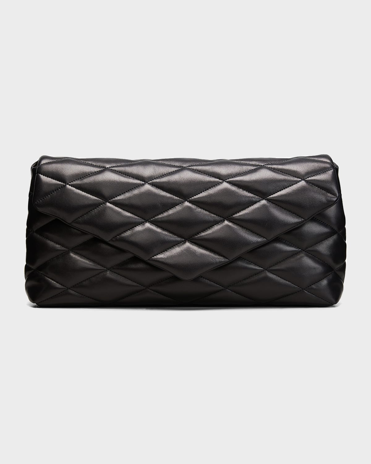 Saint Laurent Sade Puffy Leather Envelope Clutch Bag In Black