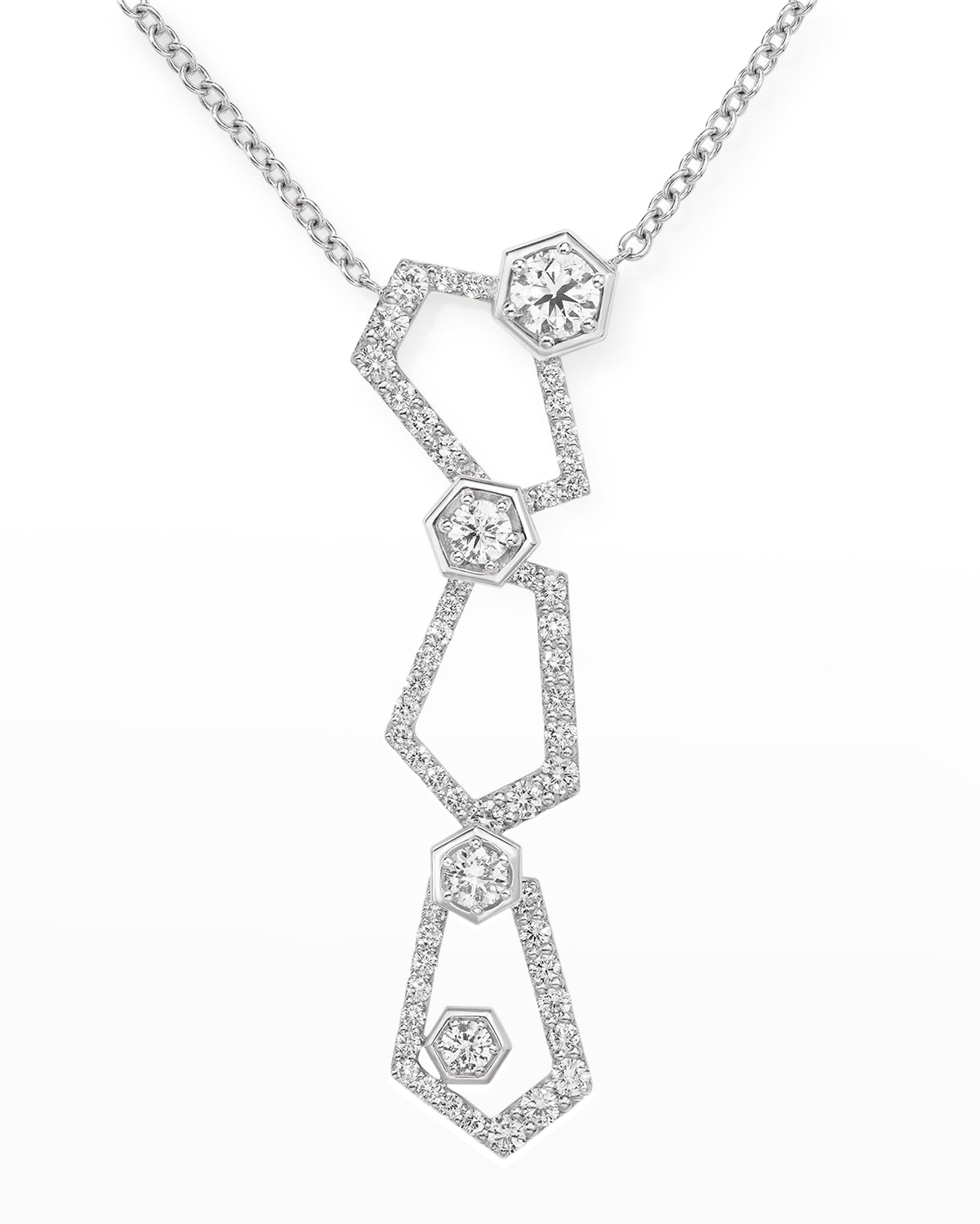 A. Link 18k White Gold Pave And 4 Luminous Diamond Necklace