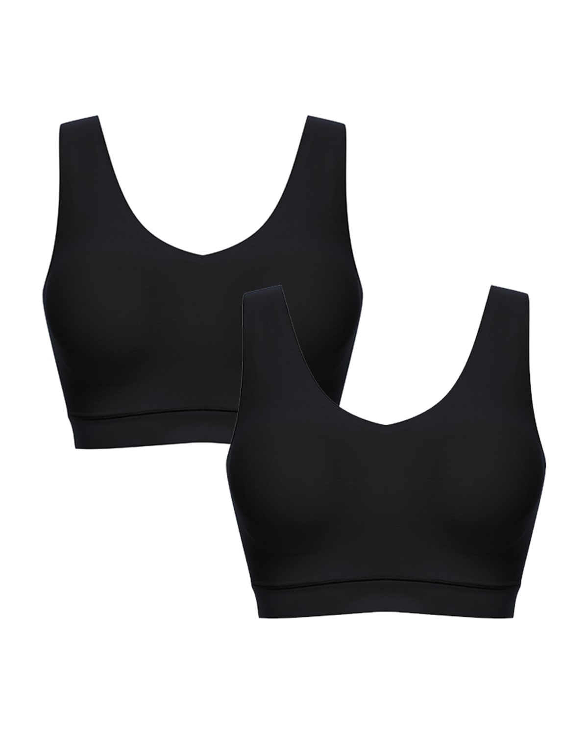 Shop Chantelle Soft Stretch Padded V-neck Bra Top, 2-pack In Black