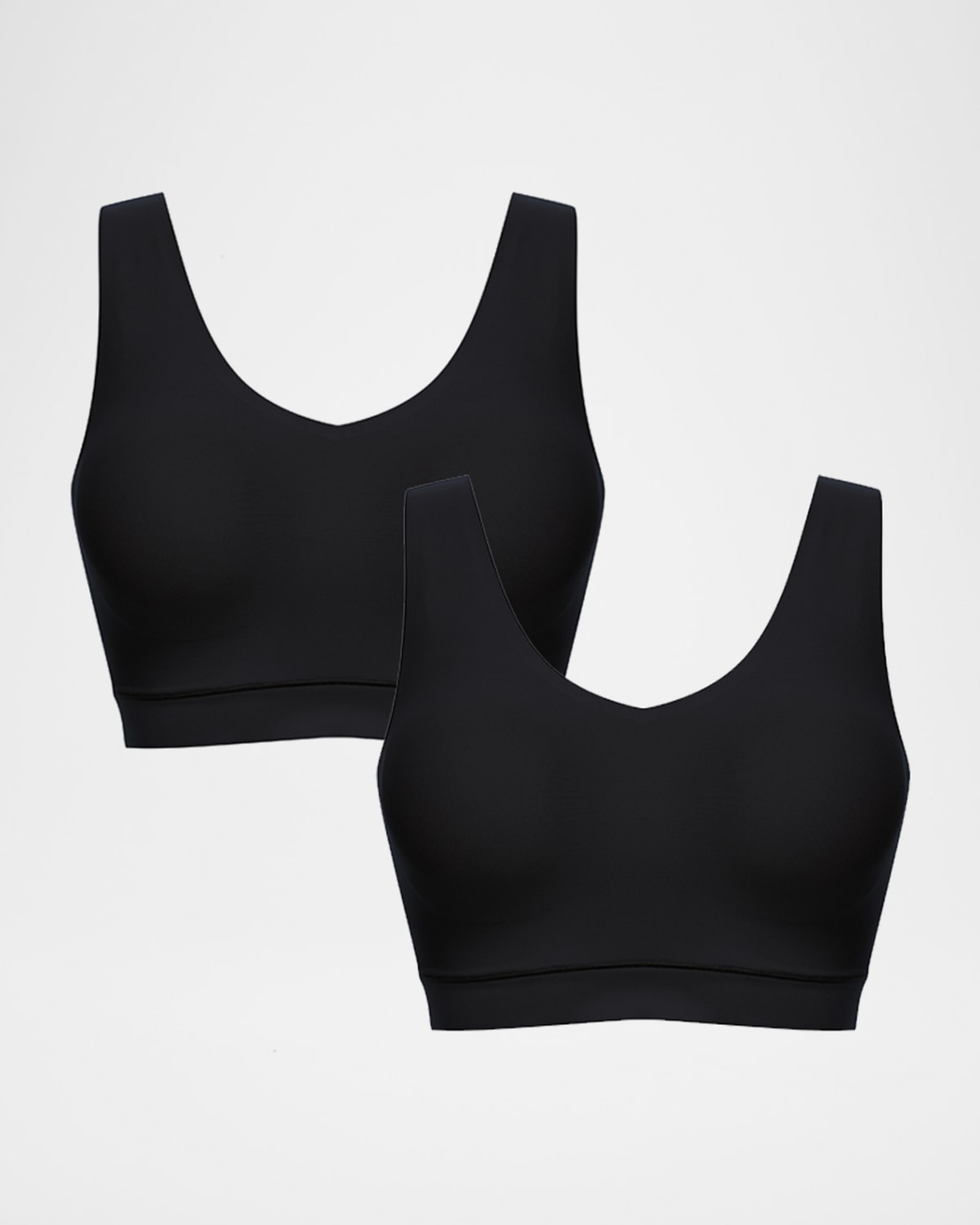 Shop Chantelle Soft Stretch Padded V-neck Bra Top, 2-pack In Black