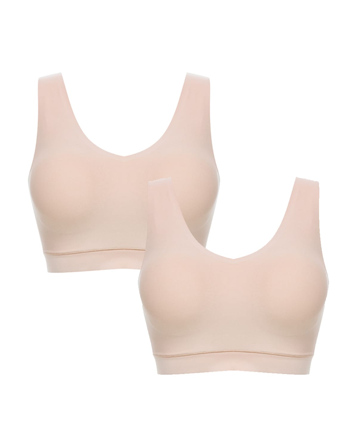 CHANTELLE SOFT STRETCH PADDED V-NECK BRA TOP, 2-PACK,PROD240670064