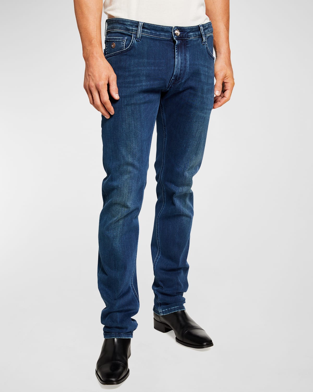 Stefano Ricci Men's Dark-wash Straight-leg Denim Jeans In Blue