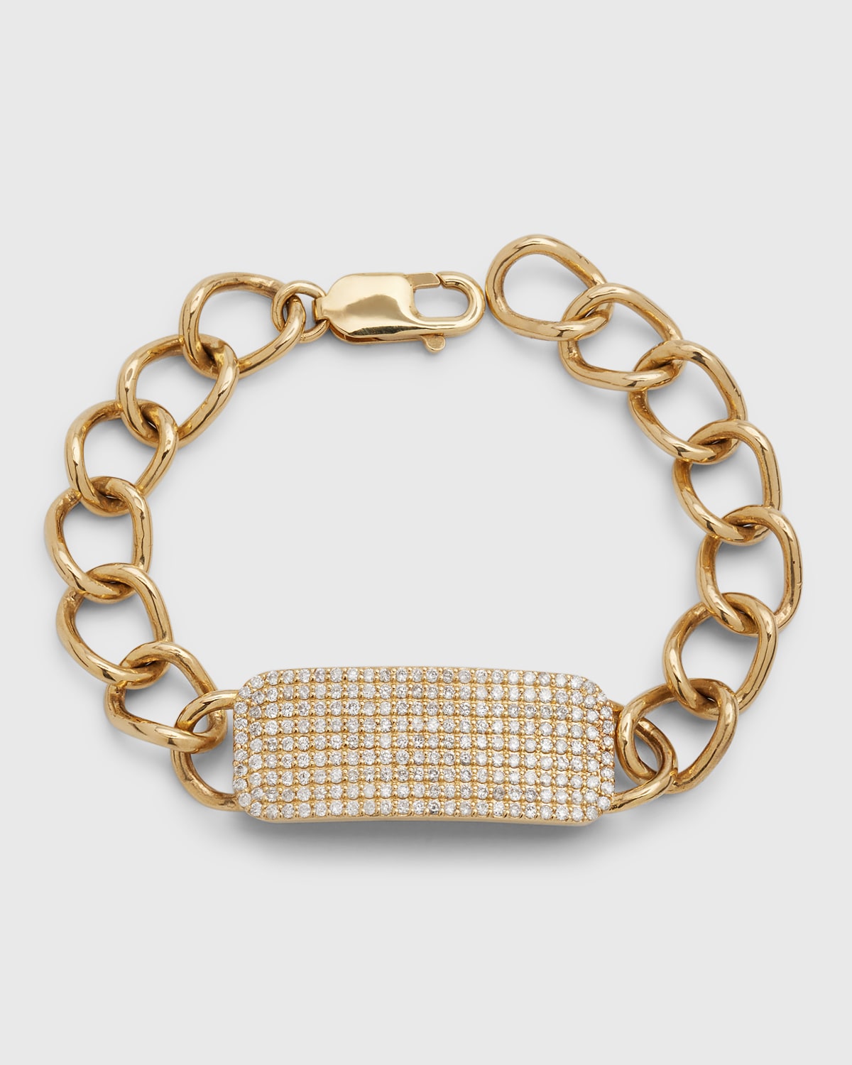 Shop Sheryl Lowe 14k Gold Diamond Id Tag Curb Chain Bracelet