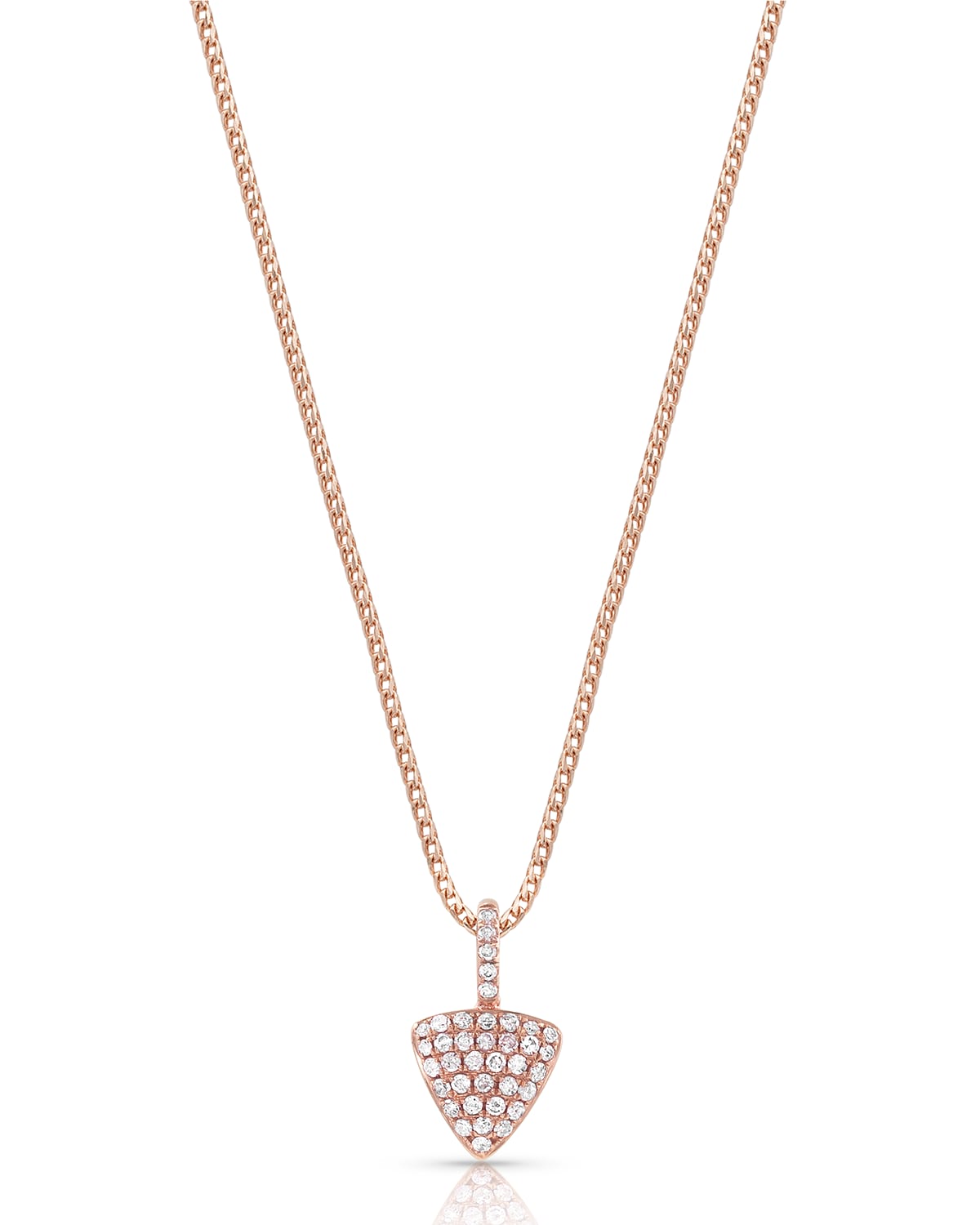 18k Rose Gold Diamond Triangle Pendant Necklace