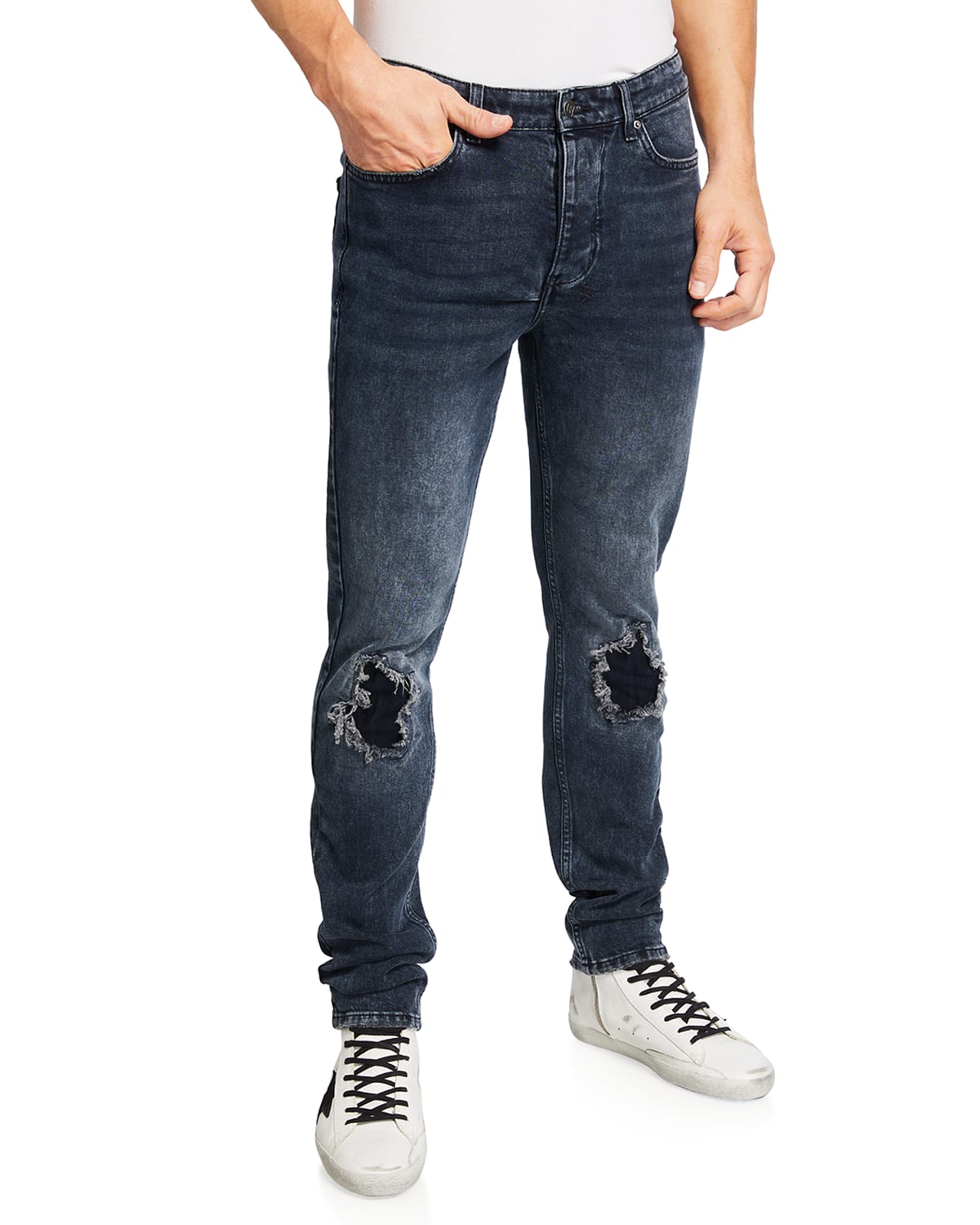 Men's Chitch Slashed Slim-Fit Jeans