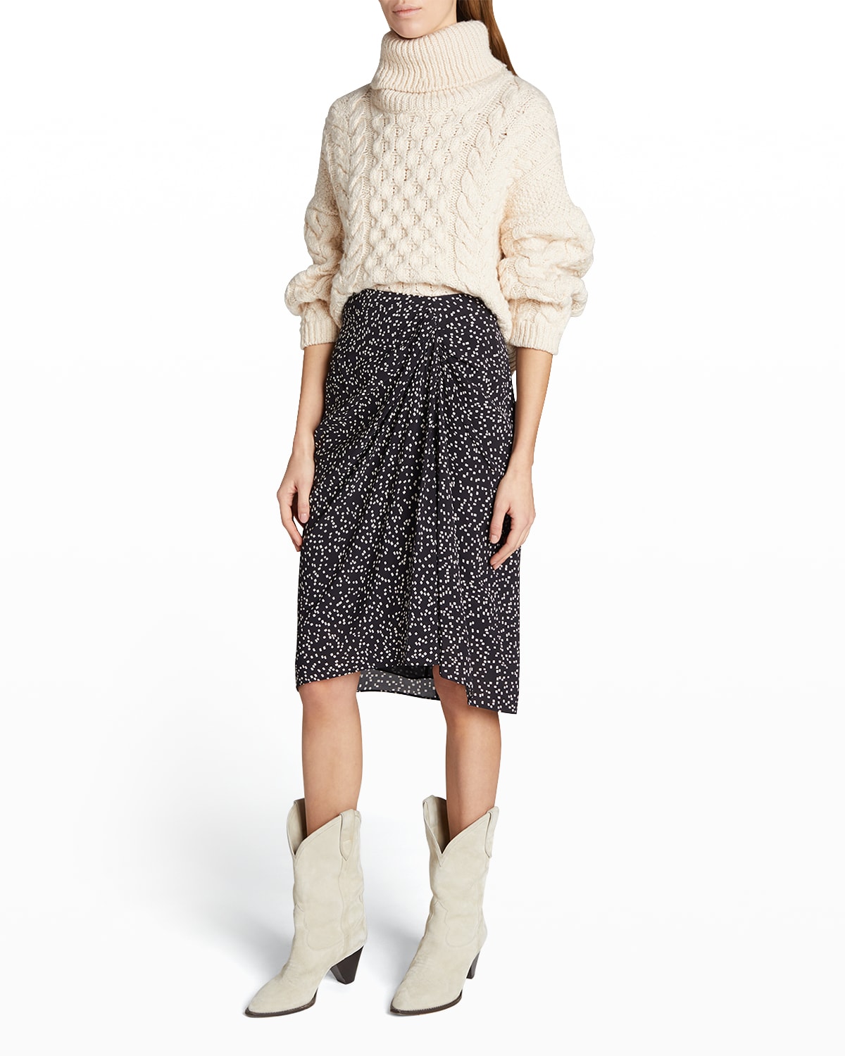 Colette Printed Gathered-Front Skirt