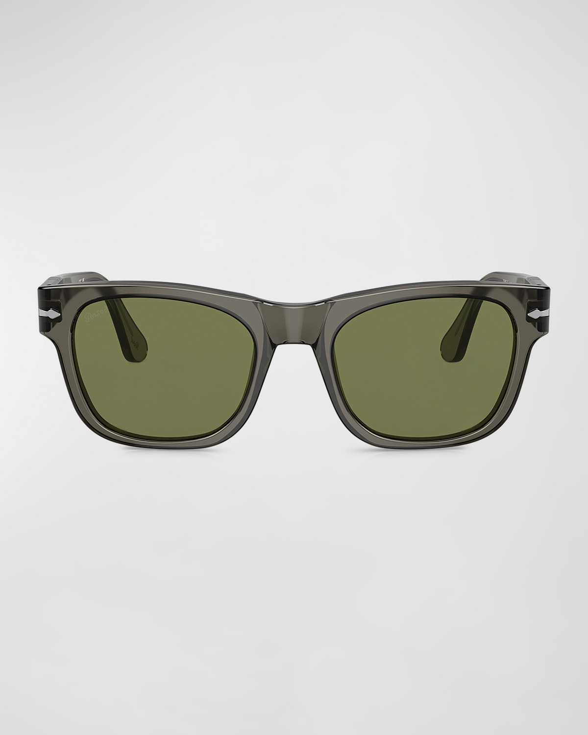 Persol Rectangular Acetate Sunglasses In Smoke/light Green