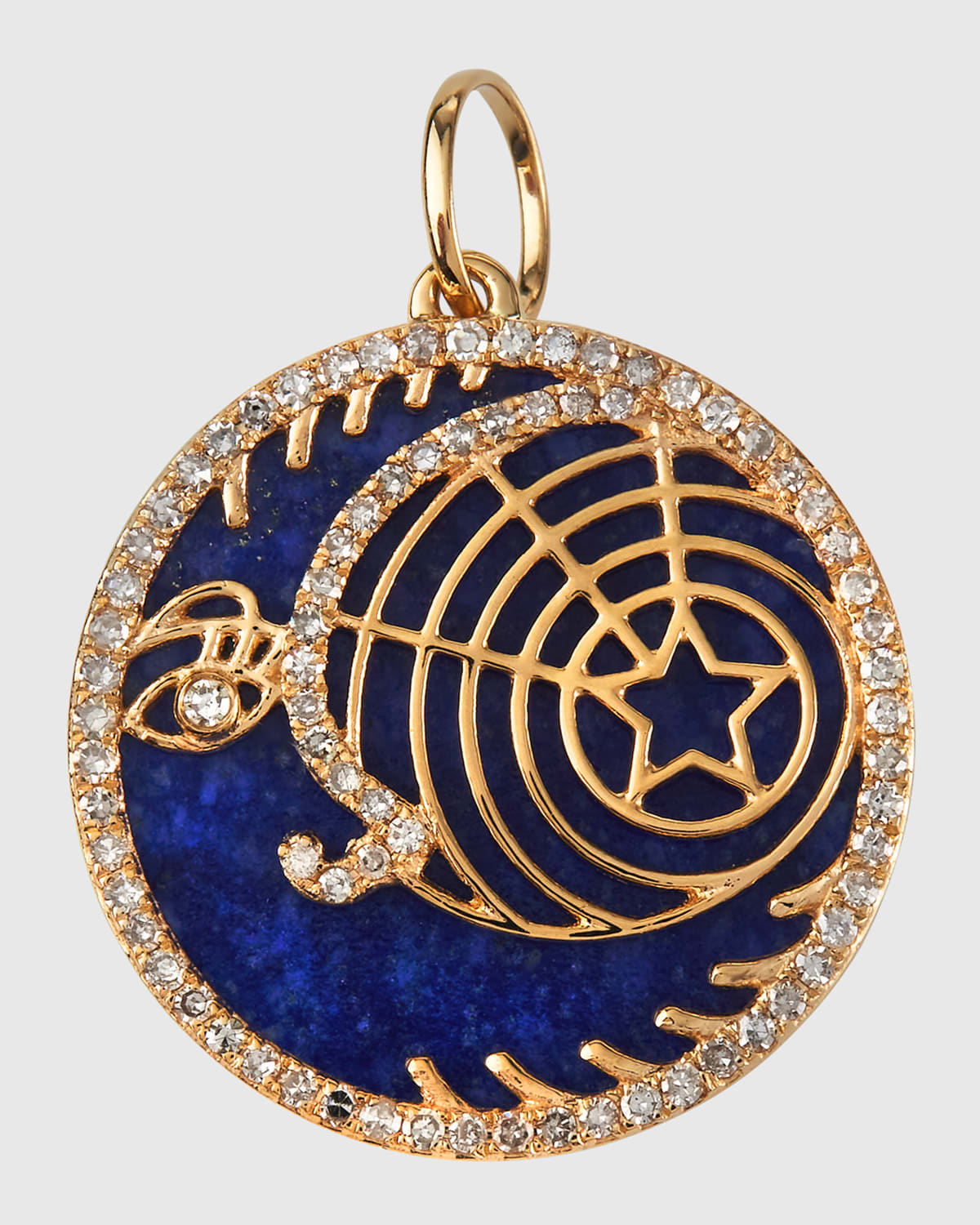 Kastel Jewelry Celstial Lapis Crescent Moon and Star Pendant
